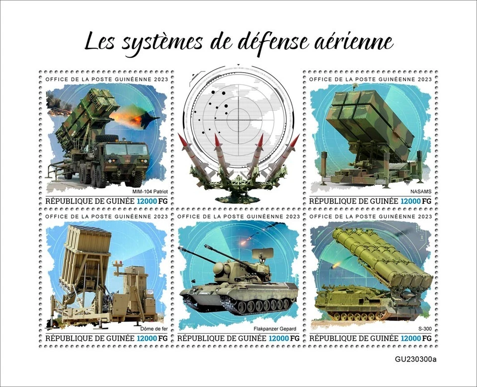 Sistemas de Defensa Aérea MIM-104 Patriot NASAMS Cúpula de Hierro Estampillas MNH 2023 Guinea M/S Foto 1 de 1