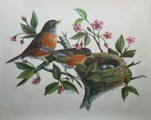 "Impresión artística de aves de asunto familiar de Harry J. Moeller 16 x 20" - Imagen 1 de 3