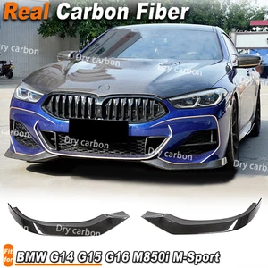 For BMW 8 Series G14 G15 G16 M850i M-Sport Real Carbon Front Bumper Lip Splitter - Picture 1 of 12