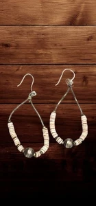 Vtg Navajo Sterling Pearls & Heishi Earrings - Picture 1 of 4