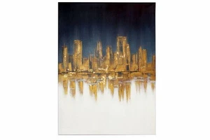 Tognana Tognana Quadro 90 x 3,5 x 120 Cm Home Decor Brush Blu Gold - Foto 1 di 1
