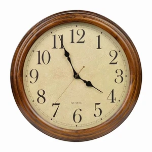 Alte Eiche 16 Zoll Massivholz leise nicht tickend dekorative Wanduhr mit großem... - Bild 1 von 5