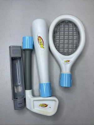 Wii Nerf Soft Sports Accessories Pack Blue Bat Tennis Racket Golf Club Nintendo - Image 1 of 4