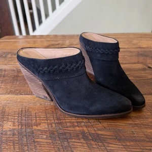 Sam Edelman Size 9 Alison Western Mule in Black Suede Evereve Stacked Shoes Heel - Picture 1 of 13