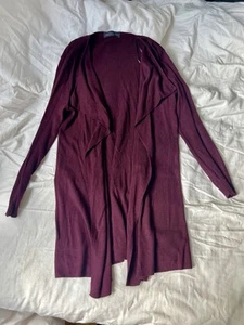 Dark Grape Purple M&S Waterfall Cardigan Long Sleeve Size S 8 10 Marks & Spencer - Picture 1 of 6