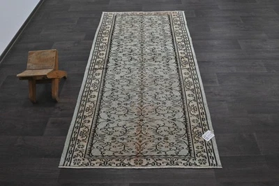 Alfombra de corredor turca vintage 3x6 pies lana anatolia hecha a mano pasillo Oushak GRIS Foto 1 de 4