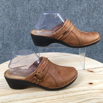 Clarks Zapatos No Estructurados Para Mujer 8.5 M Informales Sin Cordones Zuecos Mula Cuero Marrón Foto 1 de 4
