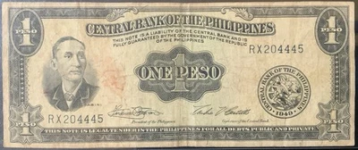 Papel moneda Filipinas 1949 - ¡Billete de un peso! Foto 1 de 2