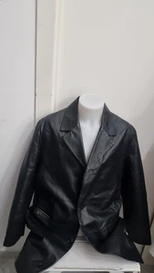 Veste En Cuir Véritable Pour Homme Taille 54 Noir AN34 - Picture 1 of 14