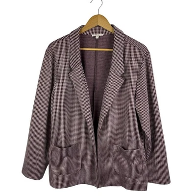 Blazer Maurices Houndstooth frontal aberto tamanho XXL jaqueta de malha outono camadas escritório - Imagem 1 de 4