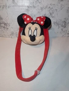 Disney Minnie Mouse Plush Head Small Purse Shoulder Bag 8" Zipper Closure - Picture 1 of 9