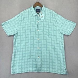 Tommy Bahama Hemd Herren XL hellblau Seidenmischung Kurzarm Reise Urlaub Neu mit Etikett - Bild 1 von 9