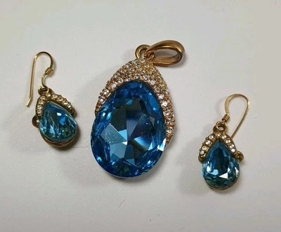 Conjunto de pendientes colgantes Swarovski Eric Andrew azul blanco joyería  Foto 1 de 4