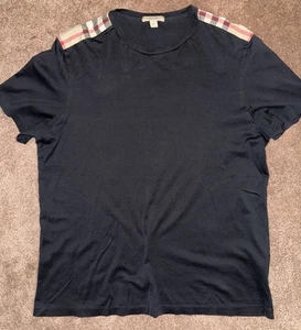 Burberry T-Shirt schwarz mit Karodetail Herren Größe L - Bild 1 von 5