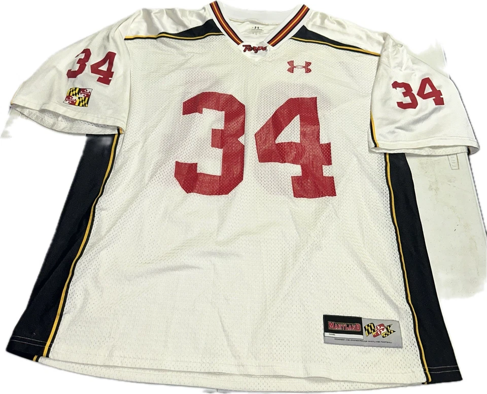 Camiseta de fútbol Maryland Terrapins #34 Under Armour blanca para hombre talla XL Terps Foto 1 de 4