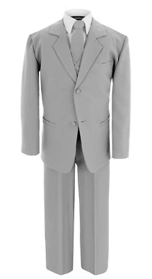 ¡¡Oferta!! Conjunto de traje completo de vestir gris plateado formal para niño Gino Giovanni Foto 1 de 2