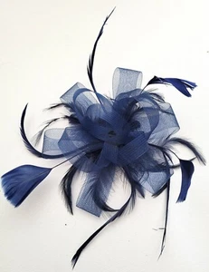 NEW Navy Blue Loose Looped Mesh Net Comb Fascinator Wedding Races Prom Party - Bild 1 von 3