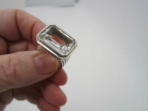 Estate Slane & Slane Sterling SIlver White Topaz Grace 19.7 Gram Size 6 Ring - Picture 1 of 4