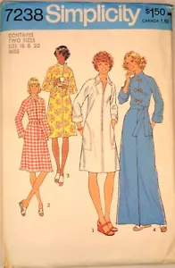 Simplicity Pattern 7238 Vintage Misses Kleider in 2 Längen Größe 18 - 20 GESCHNITTEN - Bild 1 von 2