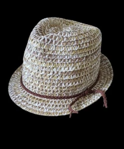 Steve Madden Paper Straw Jute Fedora Hat OS Sun Hat Natural Fibres Suede Braided - Bild 1 von 8