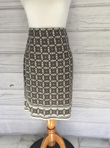 Sophie Max Lined Pencil Skirt Knee Length Sz. S Geometric Jersey Elastic Waist - Picture 1 of 7