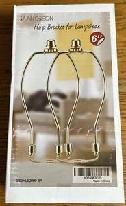 6 Inch 2 Set Brass Lamp Harp Holder with Finials and Brass-6 inch, - Picture 1 of 8