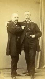 France Paris 2 Men Posing Friendship old Noury CDV Photo 1860's - Picture 1 of 4