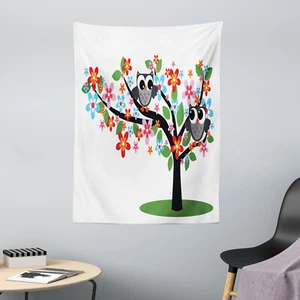 Kindergarten Mikrofaser Wandteppich 2 Flirty Eulen auf Baum - Bild 1 von 3