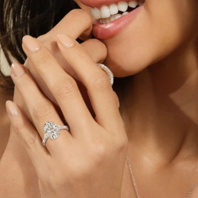 Wedding Platinum Ring 950 Lab Grown Oval Cut Diamond 2.7 Carat IGI Certified - Image 1 of 4