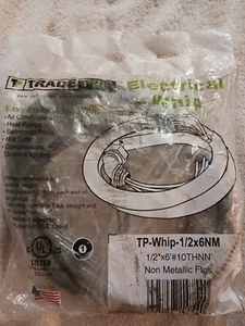Electric Whip 1/2x6NM 10/3C 6ft 1/2" Power Connection Kit HVAC Pool Pump - Picture 1 of 3