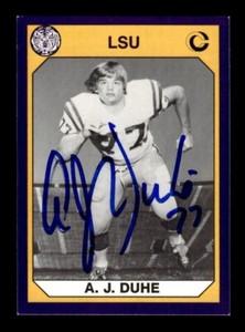 AJ DUHE SIGNED 1990 COLLEGIATE COLLECTION LSU TIGERS #28 AUTO - AUTOGRAPH
