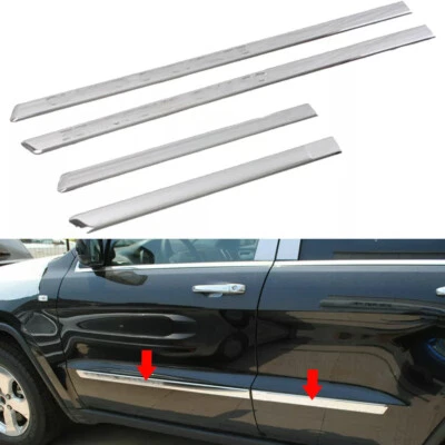 Fits Jeep Grand Cherokee 2011 2012 2013 Body Side Door Molding Chrome Trim Cover Foto 1 de 4