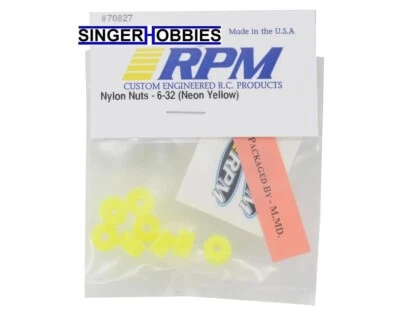 RPM 70827 6-32 Nylon Nuts, NEON YELLOW (8pcs) HH - Image 1 of 2