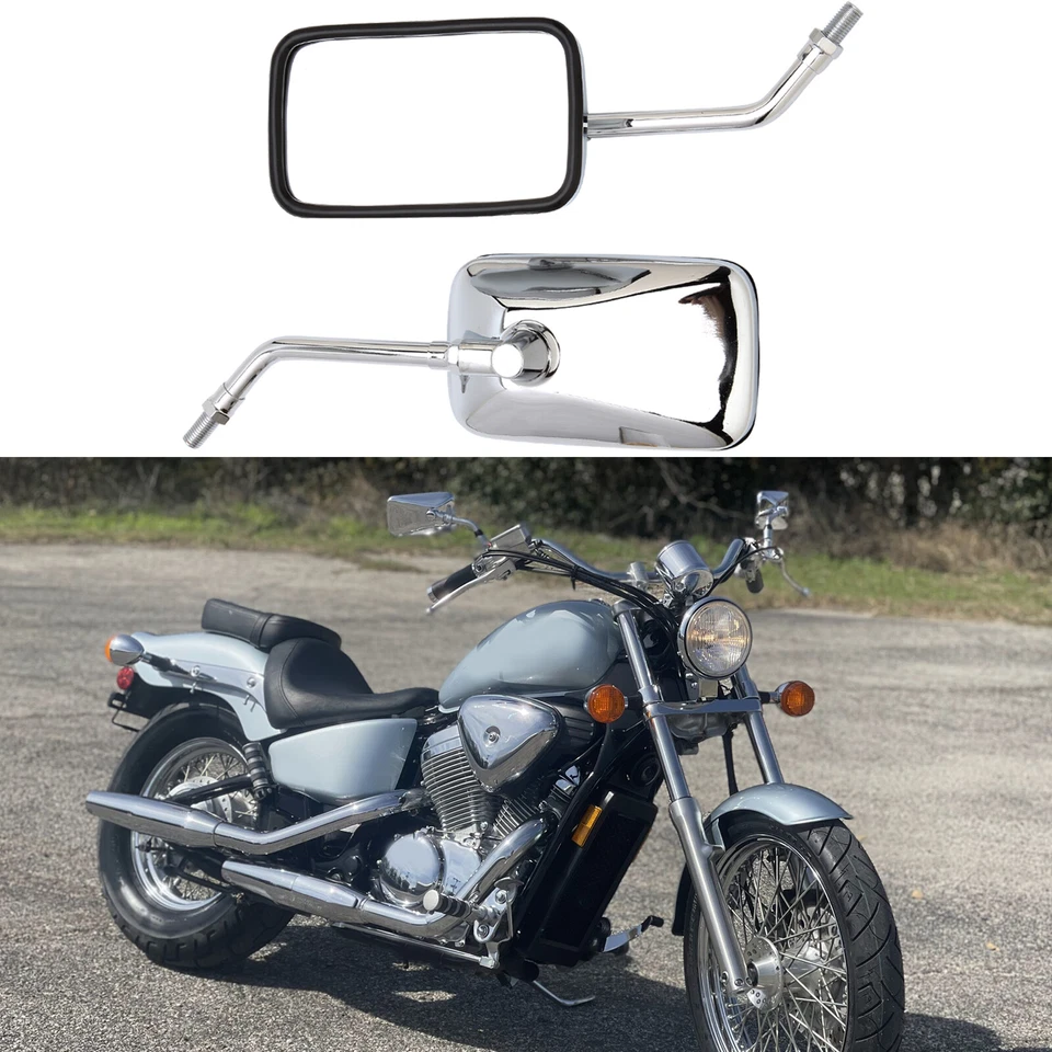 Chrome Motorcycle Mirrors For Honda Shadow Spirit 750 1100 VLX600 VT600C VTX1100 - Imagem 1 de 4