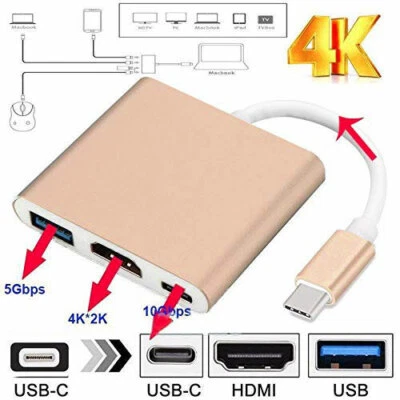 Адаптер зеркальный USB Type-C на HDMI 4K HDTV для телефона Samsung Galaxy LG Macbook - Изображение 1 из 4