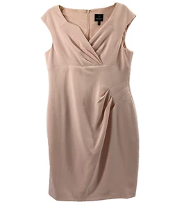 Adrianna Papell Dress Womens Size 14 Pale Pink Crossover Bust Event Party Cruise - Picture 1 of 8