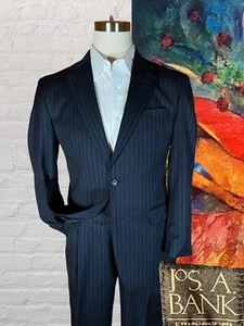 Jos A Bank 41R 34x33 Navy Blue Pinstripe Wool Cashmere Suit Jacket and Pants - Picture 1 of 21