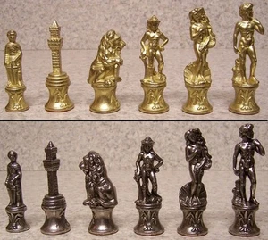 Chess Set Pieces pewter Renaissance Florentine Michelangelo NEW 3 1/4" Kings - Picture 1 of 1