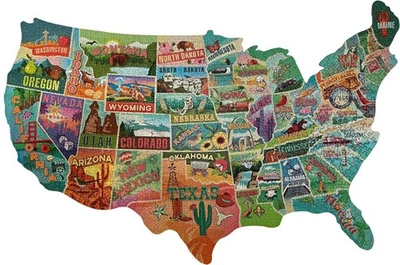 TDC Games American Road Trip Jigsaw Puzzle, America Shaped, 1000 pieces, 31 in. - Image 1 of 4