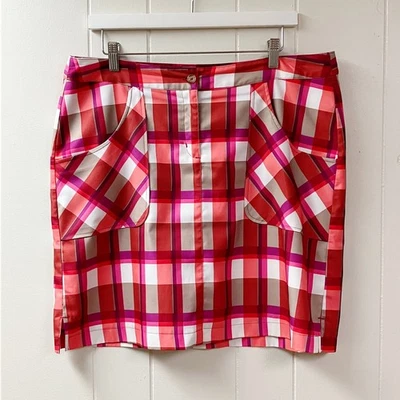 CALLAWAY Athletic Golf Tennis Sport Preppy Skort SZ 14 Plaid Pockets Athleisure - Image 1 of 4
