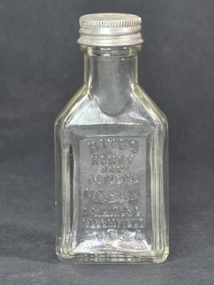 Botella de vidrio vintage antigua Hinds miel y almendra crema tornillo tapa 4" con tapa Foto 1 de 4