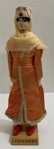 LEBANESE COLLECTIBLE TRADITIONAL DOLL ON STAND, 9" TALL - Picture 1 of 1