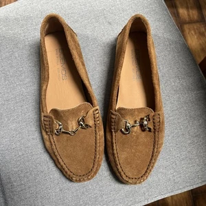 Boemos Italian Loafers US 8 Tan Suede Leather Flats Driving Moccasins Slip On - Picture 1 of 7