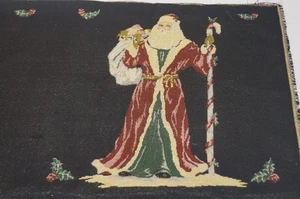 Set of 2 Christmas Father Christmas w/ Candy Cane Tapestry Fabric Panels 14 X 19 - Picture 1 of 2