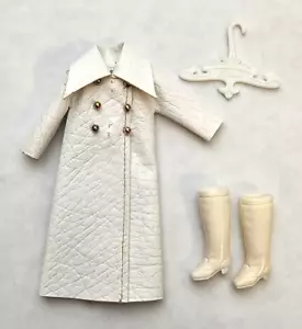Topper Dawn Doll Vintage Long And Leather Coat Outfit W Boots And Hanger 8125 - Picture 1 of 6