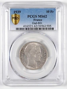 FRANCIA 10 Francs Turin 1939 - PCGS MS62 - Picture 1 of 3