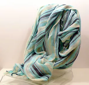 SCIARPA STOLA MODA UNISEX MISTO COTONE COLORI TURCHESE GRIGIO NERO 210X80 CM 030 - Picture 1 of 2