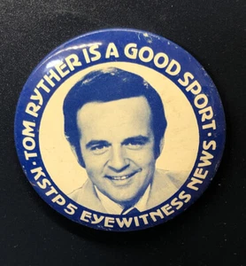 Años 70 Tom Ryther KSTP5 Eyewitness News St Paul MINN. Deportes Pin Botón Trasero - Imagen 1 de 2