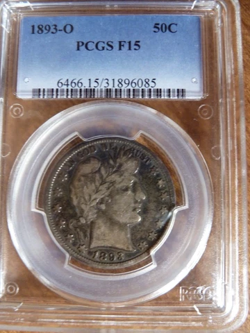 1893-O Barber Half Dollar, PCGS F-15 Cover