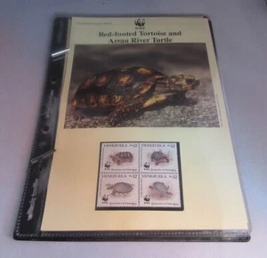 Hojas informativas de tortugas de patas rojas de WWF estampillas exclusivas de Venezuela y FDC - Imagen 1 de 6